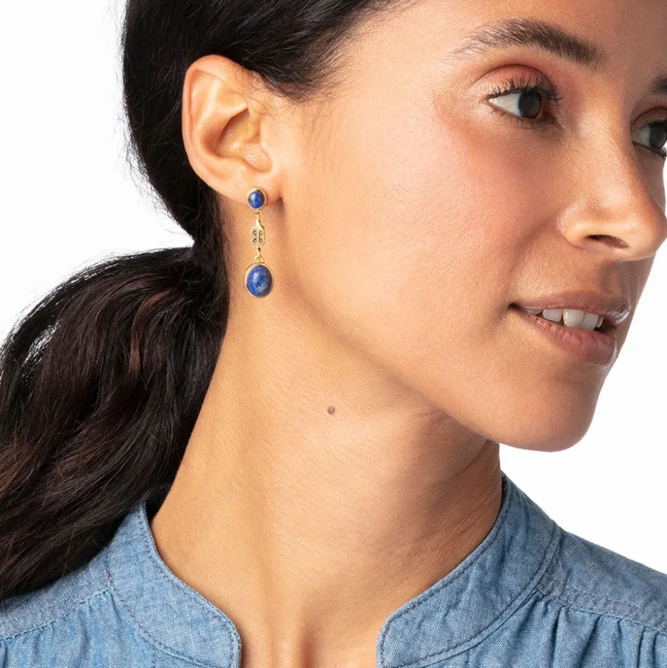 Earrings*The Met Store Ancient Gems Triple-Drop Lapis Earrings