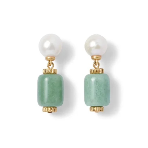 Earrings*The Met Store Karavas Gems Aventurine and Pearl Drop Earrings