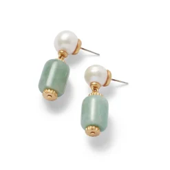 Earrings*The Met Store Karavas Gems Aventurine and Pearl Drop Earrings