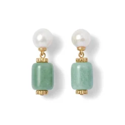 Jewelry Sets*The Met Store Karavas Gems Large-Bead Aventurine and Pearl Necklace and Drop Earrings Set