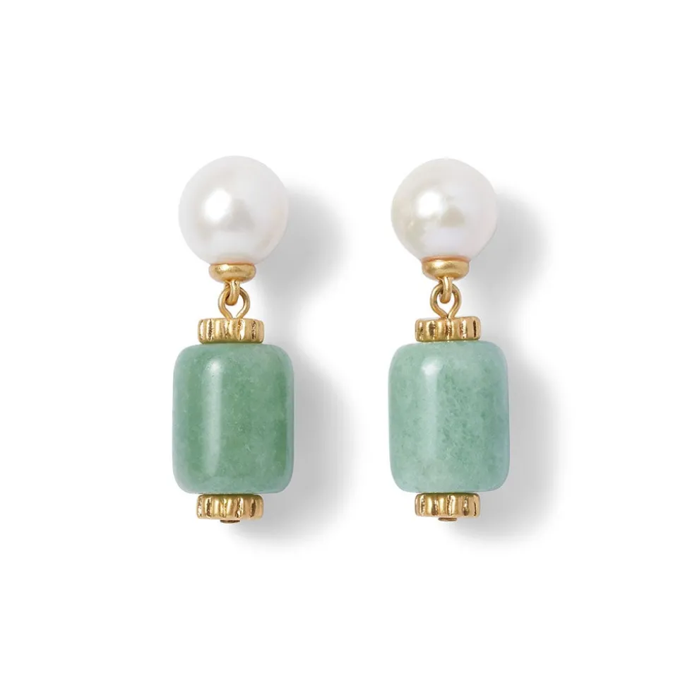 Jewelry Sets*The Met Store Karavas Gems Large-Bead Aventurine and Pearl Necklace and Drop Earrings Set