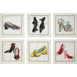 Tableware*The Met Store Kim Seybert Embroidered Shoes Linen Cocktail Napkin Set