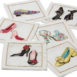 Tableware*The Met Store Kim Seybert Embroidered Shoes Linen Cocktail Napkin Set