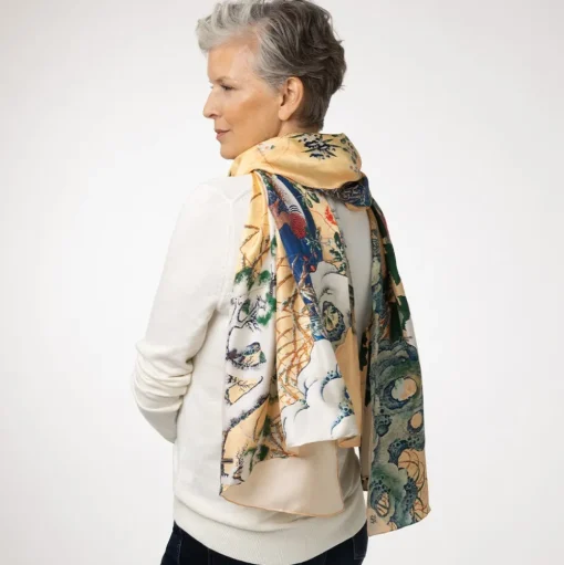 Scarves & Wraps*The Met Store Momoyama Cranes and Flowers Oversize Silk Shawl