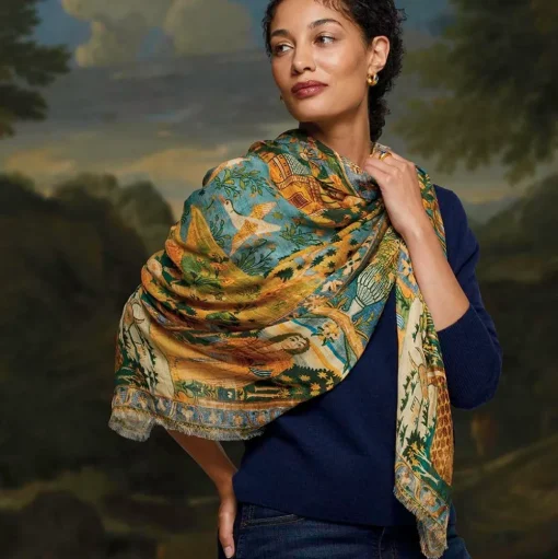 Scarves & Wraps*The Met Store Persian Pictorial Textile Oversize Oblong Scarf