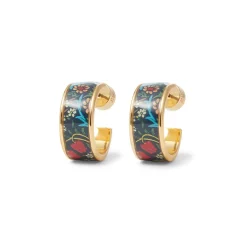 Earrings*The Met Store William Morris Blackthorn Enamel Hoop Earrings